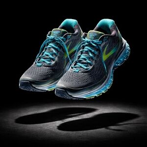 Brooks Ghost 9 Women's Running Shoes In Grey, Turquoise & Lime Green Size 9